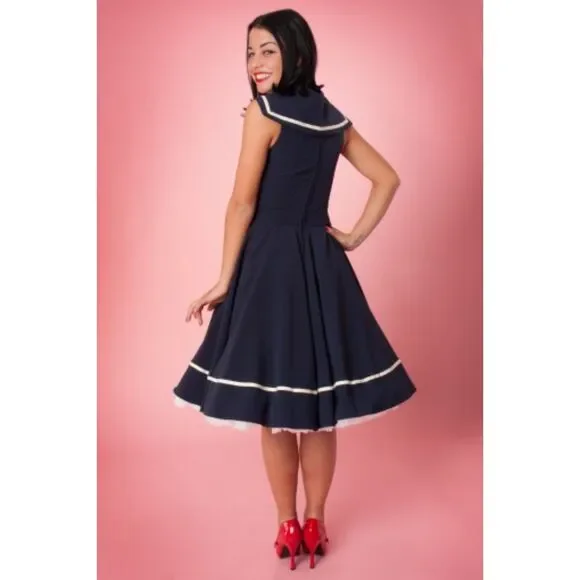 ✨ Vintage Chic “Sweet Sails” Navy Sailor Swing Dress – Size 3XL ✨ - Picture 6 of 10